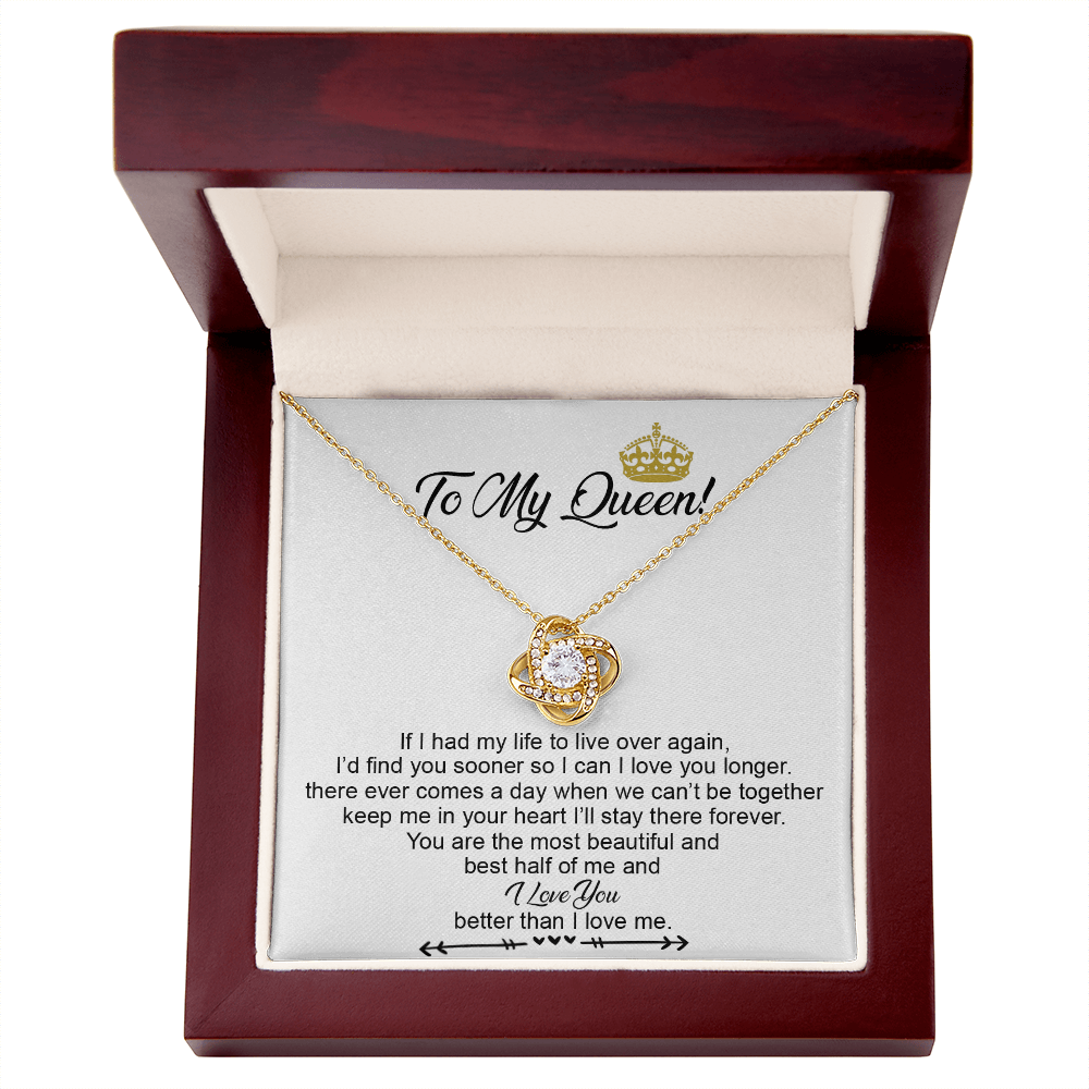 To My Crowned Queen Love Knot Necklace Gift, Birthday Gift, Mother's Day Gift