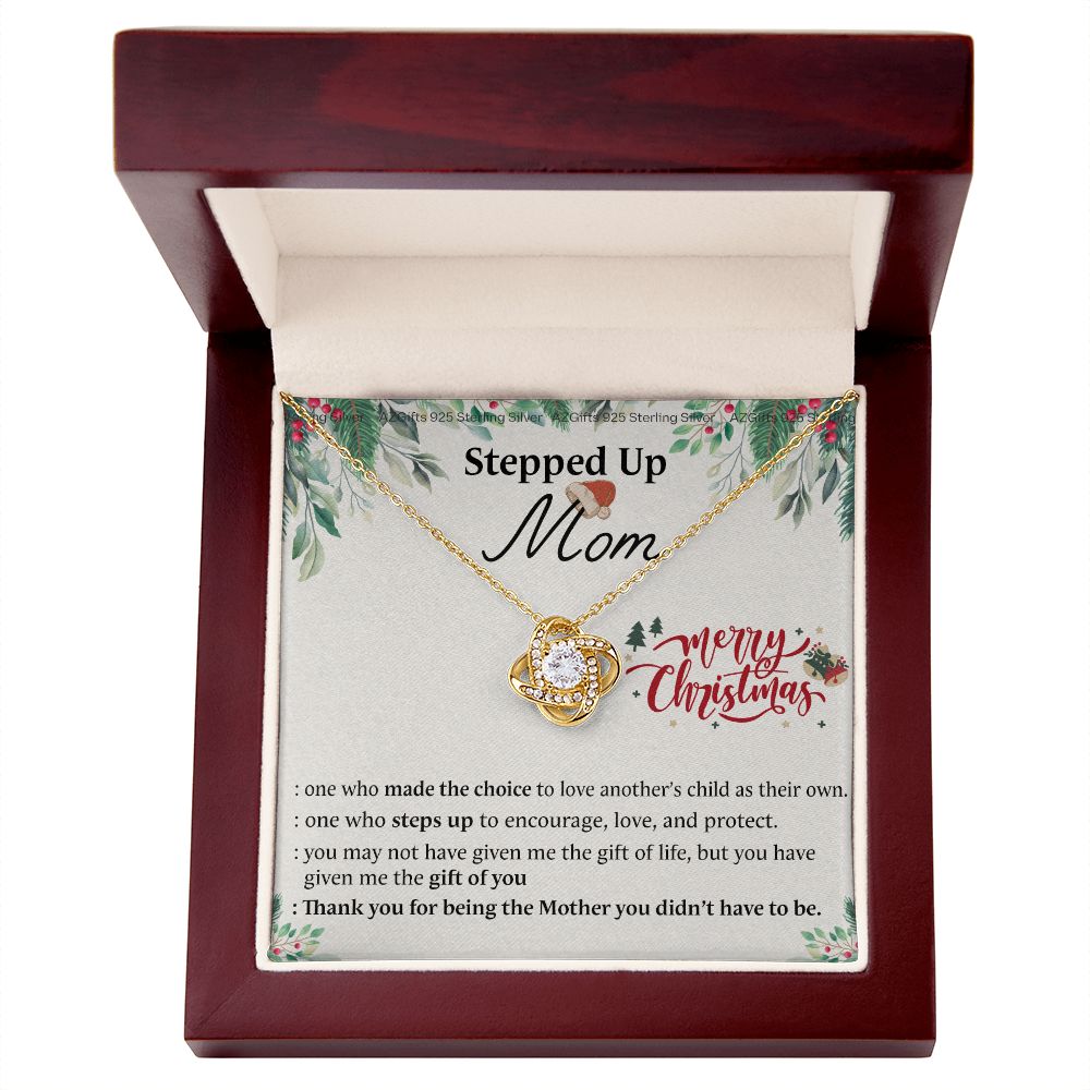 Inspirational StepMom Gifts Stepped Up Mom Necklace Birthday Gift for Bonus Mom Love Knot Necklace Gift for Step Mom