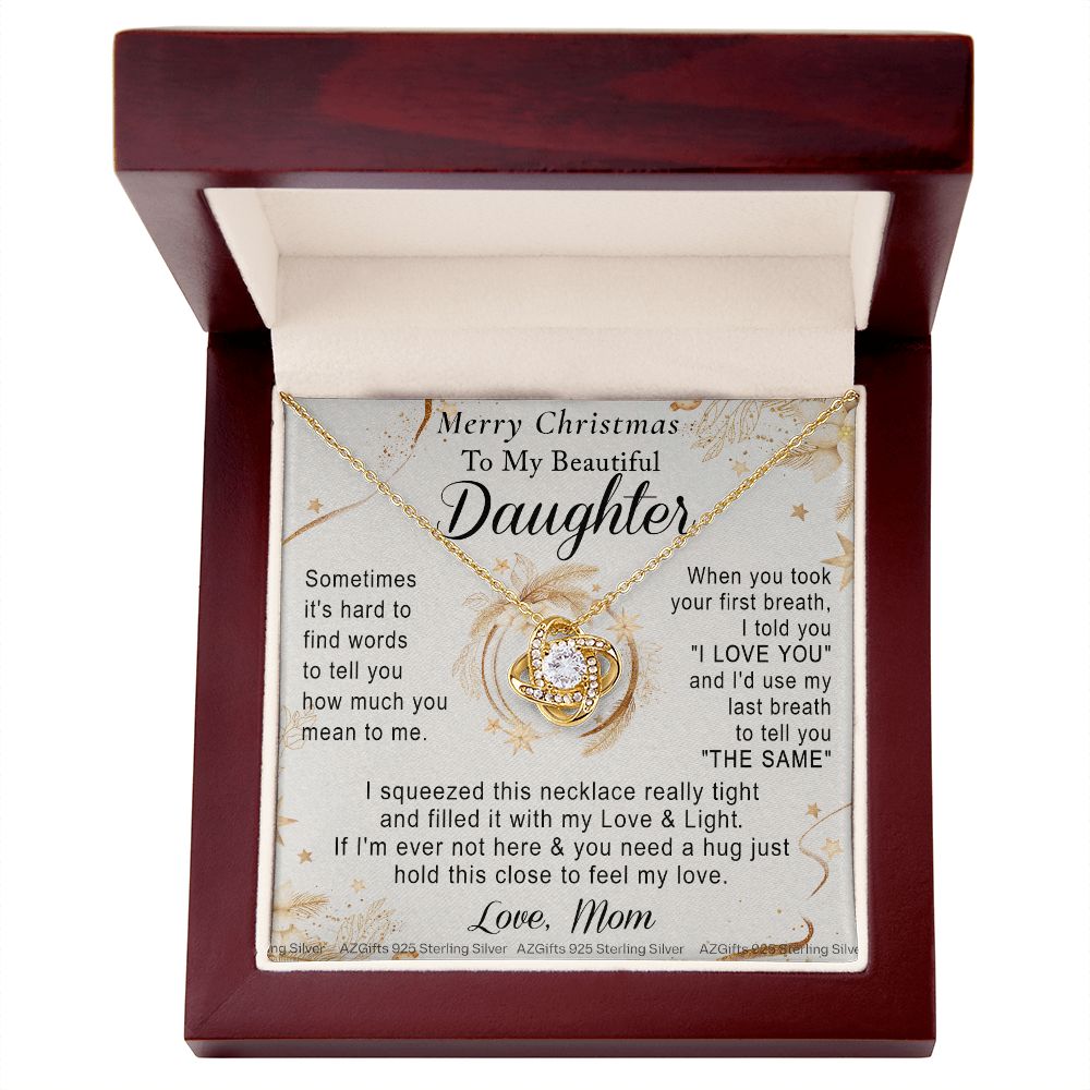 To My Daughter Necklace from Mom Merry Christmas for Daughter from Mother Daughter Christmas Necklace from Mom Daughter Necklace for Xmas Holiday Gifts