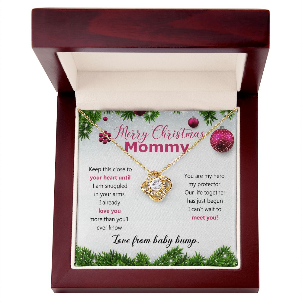 Mommy To Be Merry Christmas Present Necklace From Baby Bump First time mommy Love Knot Necklace Set Gift for Mommy