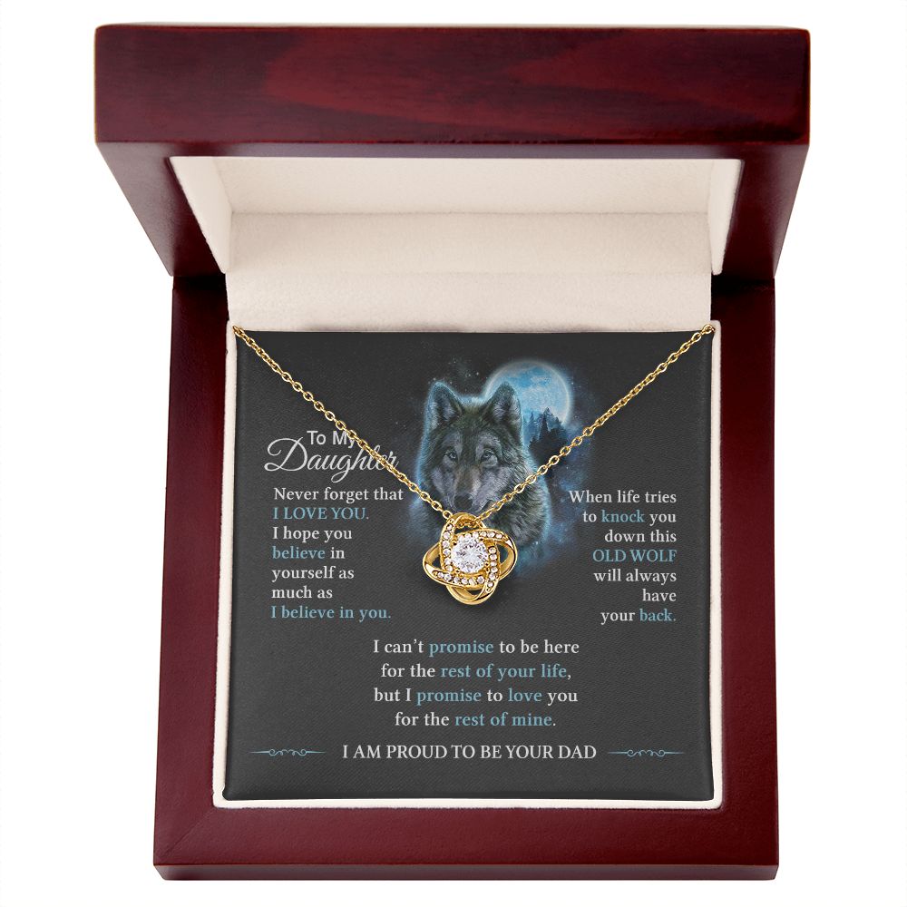 To My Daughter Necklace, Graduation Gift for Wolf Daughter, Love Knot Necklace