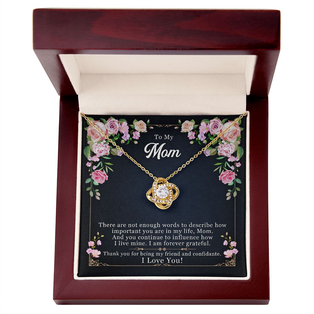 To My Mom Necklace Pendant Gift From Daughter Thank You For Being My Friend And Confidant With Message Card Gift For Mom Love Knot Necklace for Mom