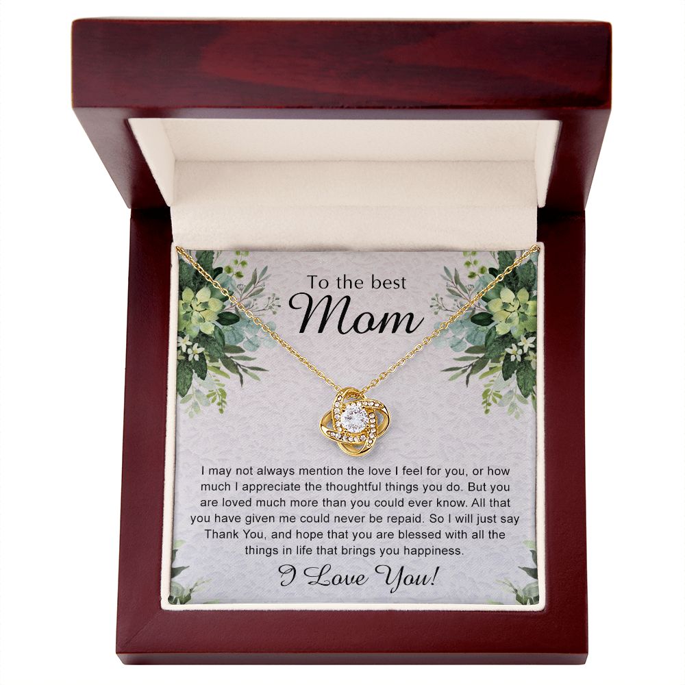 To My Best Mom Necklace, Necklace for Mother, Daughter Gift For Mom, Present For Mom, Mother Gifts from Son or Daughter, Jewelry Gift for Mothers Day, Birthday Gift for Mother, Love Knot Necklace for Mom