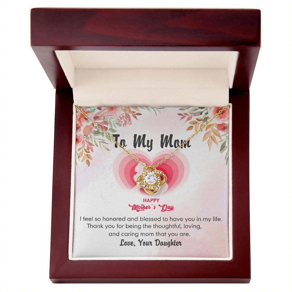 To My Mom Necklace Pendant Gift From Daughter Love Knot Necklace for Mom Happy Mother's Day Gift For Mom Birthday, Anniversary Thank You