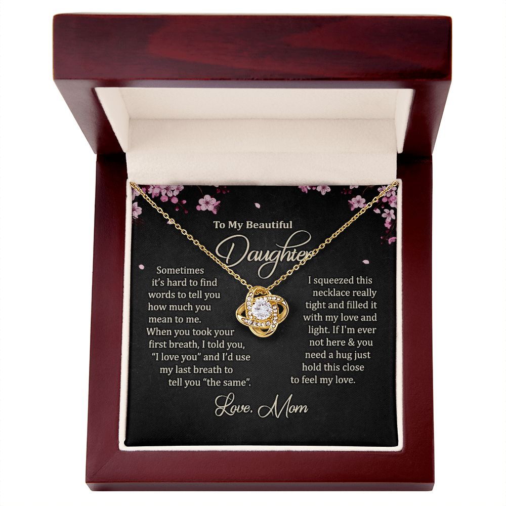 To My Daughter Necklace Love Knot Necklace Gift for Daughter from Mom Mother Daughter Necklace Christmas Daughter Necklace Gift from Mom Jewelry Gift for Daughter Birthday Gift Daughter Necklace for Teen Girl