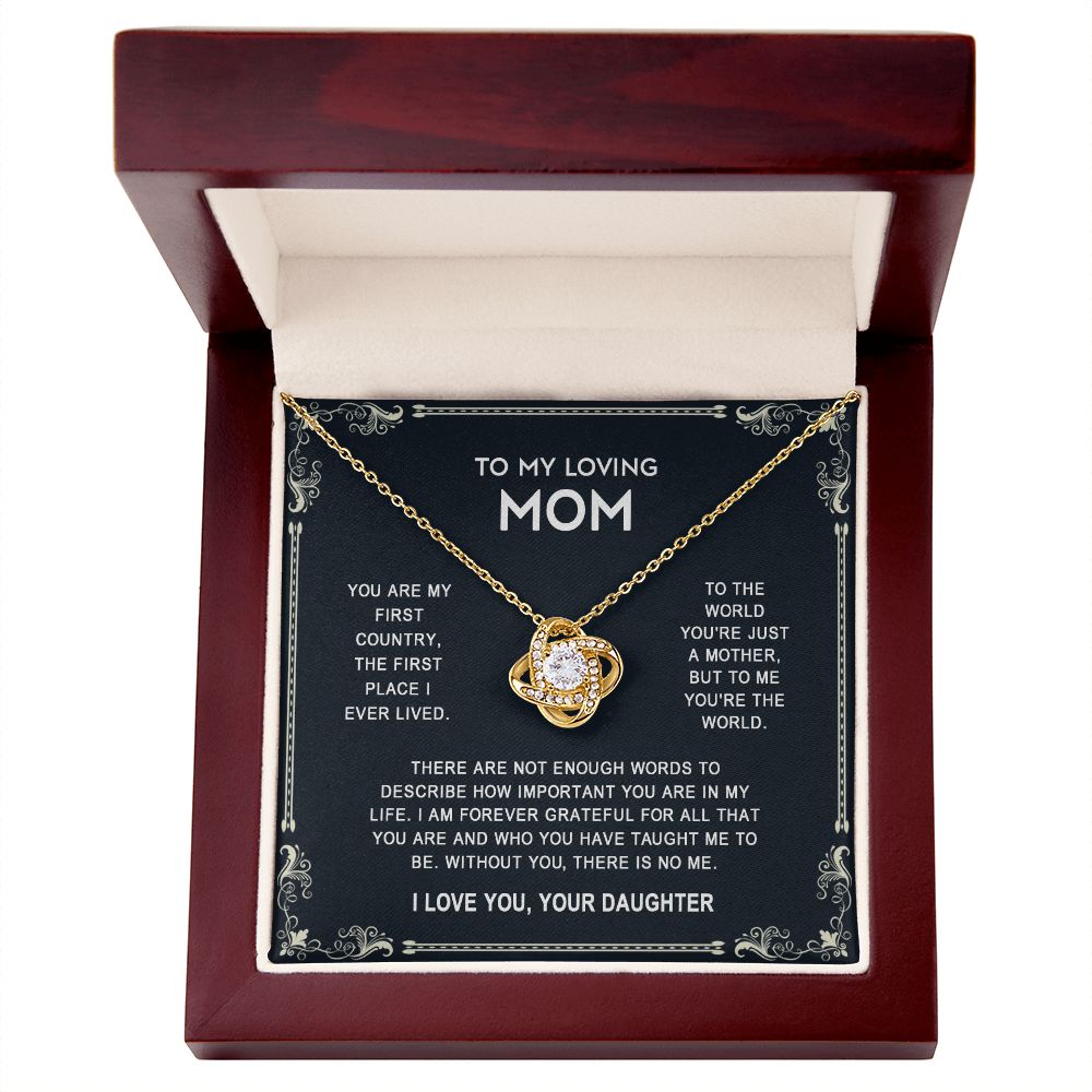To My Loving Mom Necklace from Daughter, Love Knot Necklace for Mother, Daughter Gift For Mom, Present For Mom, Mother Gifts from Son or Daughter, Jewelry Gift for Mothers Day, Birthday Gift for Mother, Moms