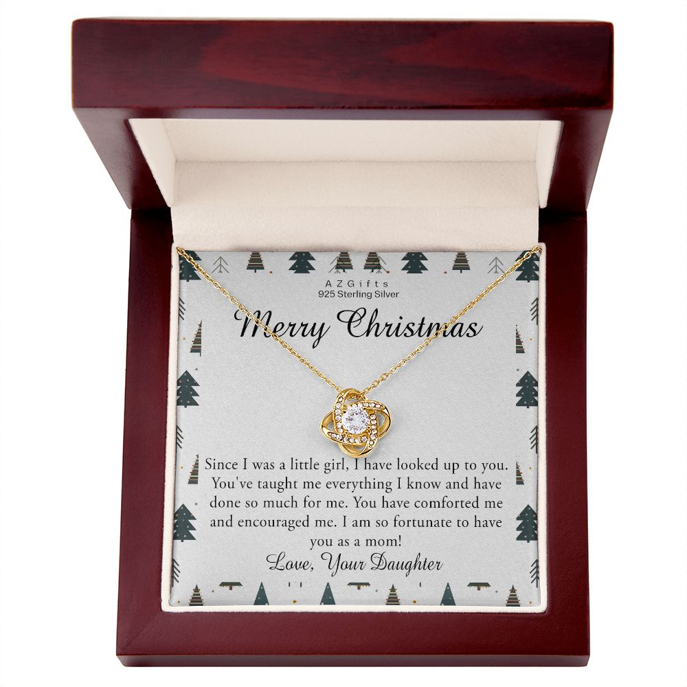 Merry Christmas Gift From Daughter, Christmas Necklace Gift For Mom Love Knot Necklace Set Gift for Mom