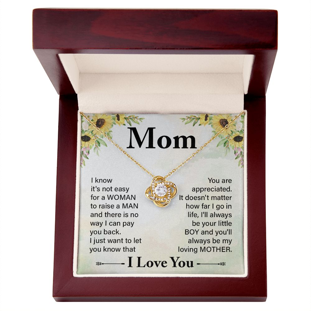To My Daughter from Mom Love Knot Necklace Mother Daughter Necklace Gifts For Mom Birthday Christmas Mothers Day Present To My Mom Jewelry Pendant Message Card Gift Box