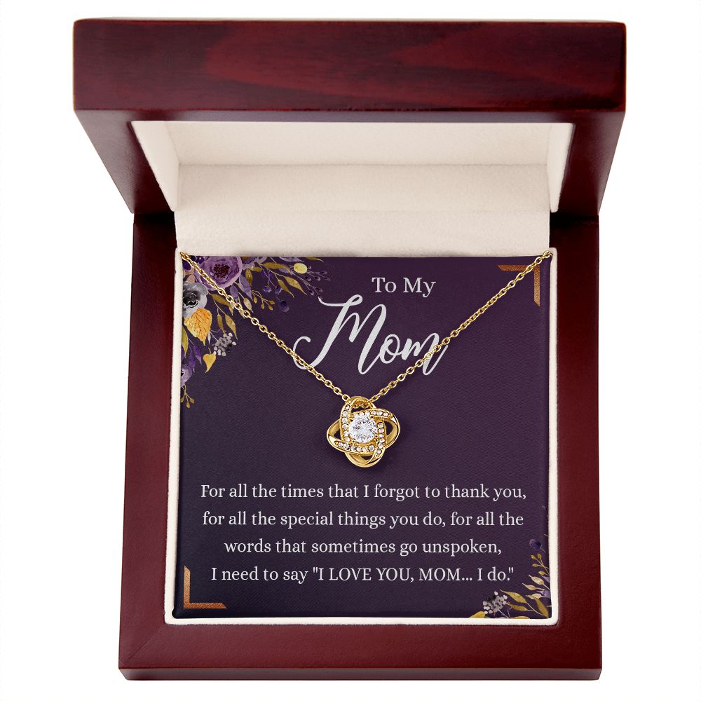 To My Mother Gift Necklace To Mom, Mother, Mommy, Momma from Child Special Mother Gift for Birthday Mothers Day Retriment Anniversary Hoiday Present for Mom Love Knot Necklace for Women from Daughter or Son