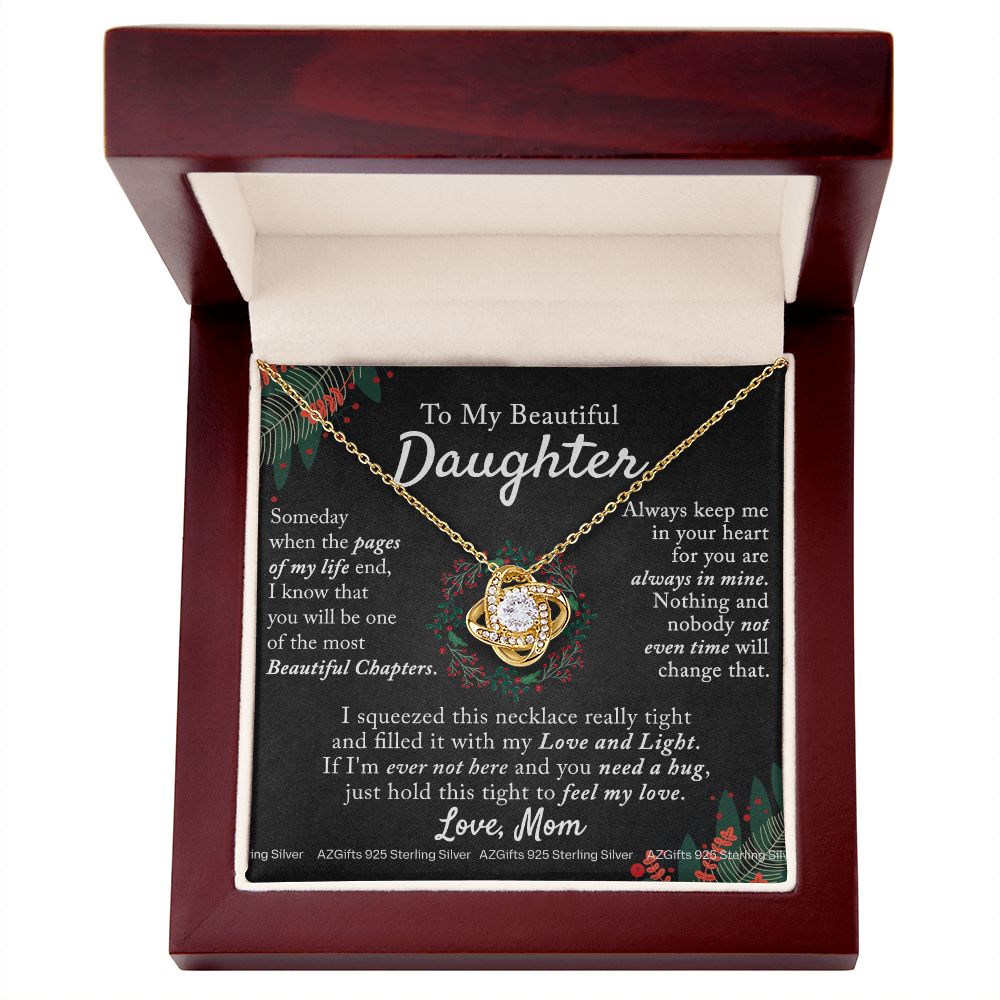To My Daughter Necklace for Christmas Birthday Gift for Daughter from Mom Daughter Gift from Mom Mother to Daughter Necklace Pendant Birthday Jewelry Gift for Christmas Xmas Love Knot Necklace for Daughter