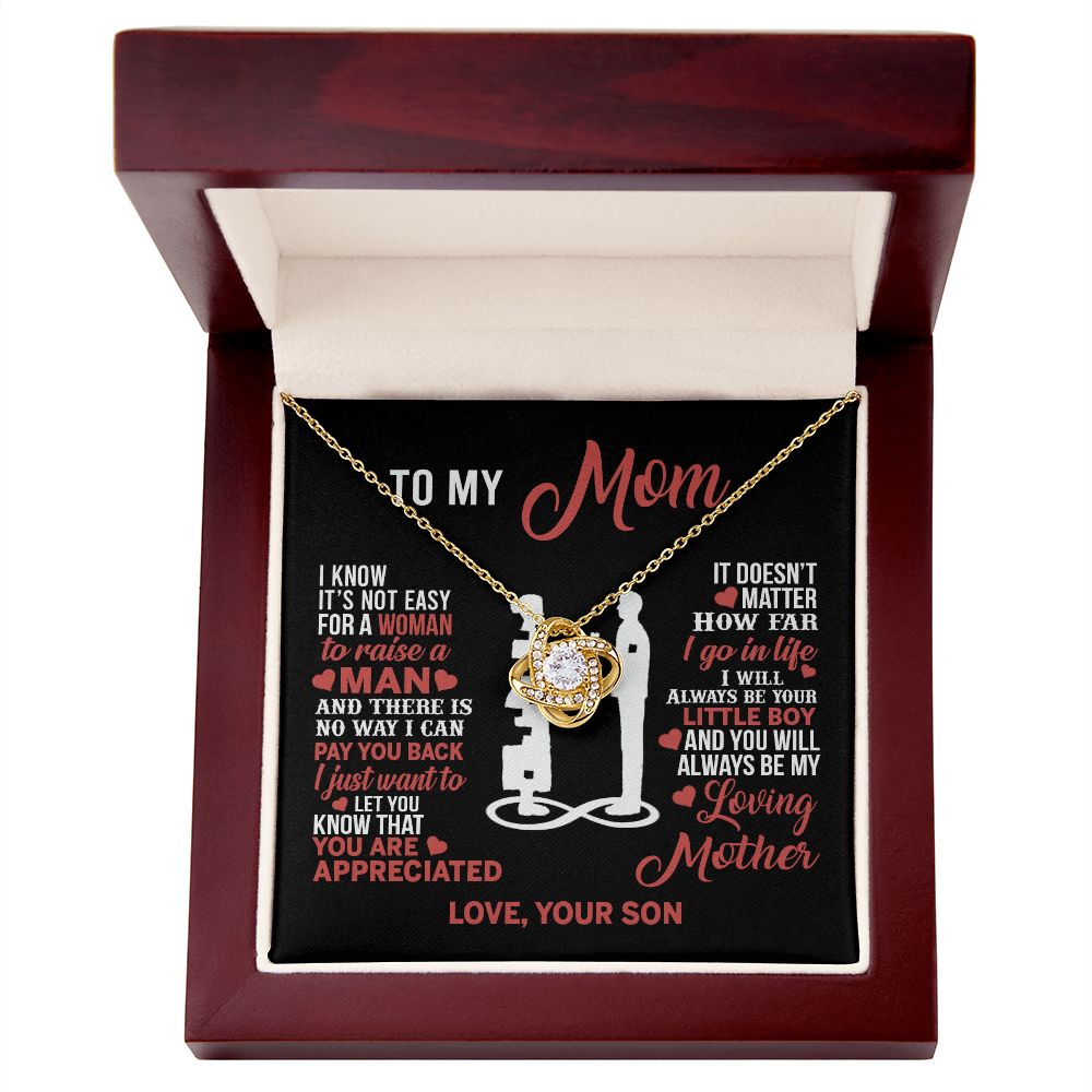 Mom Necklace Mothers Day Gift From Son To My Mom Necklace from Son Love Knot Necklace Gift Mom