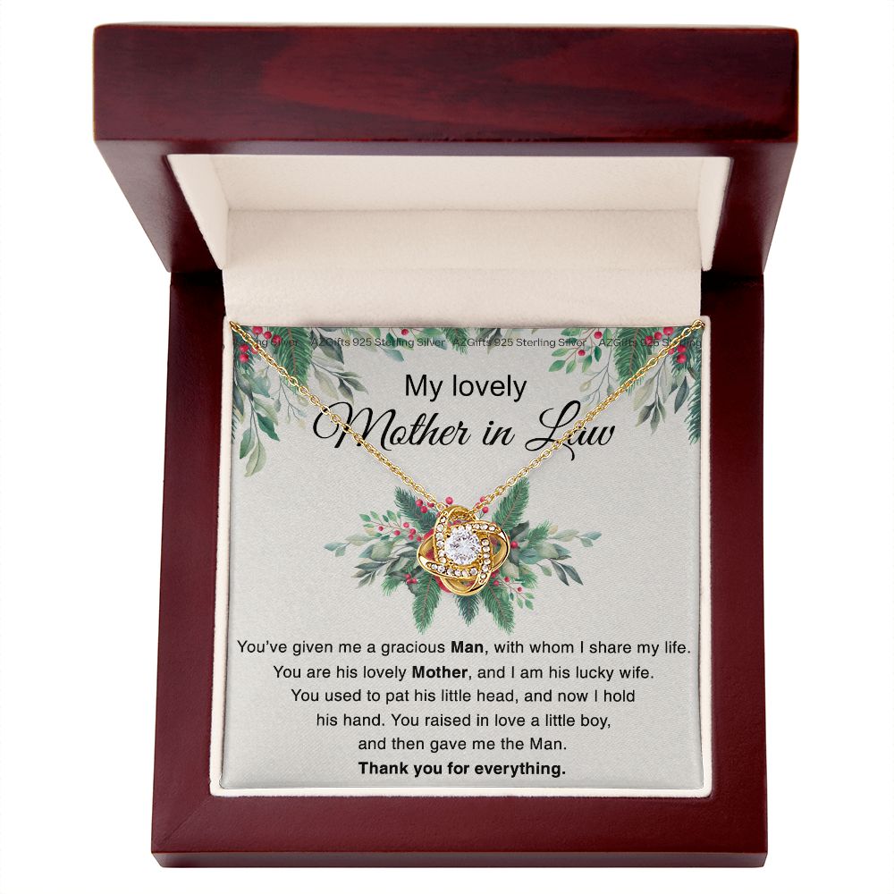 Mother in Law necklace wedding gift from Bride, mother in law thank you gift from bride, Necklace for Women Love Knot Necklace Set Gift for Mother in law