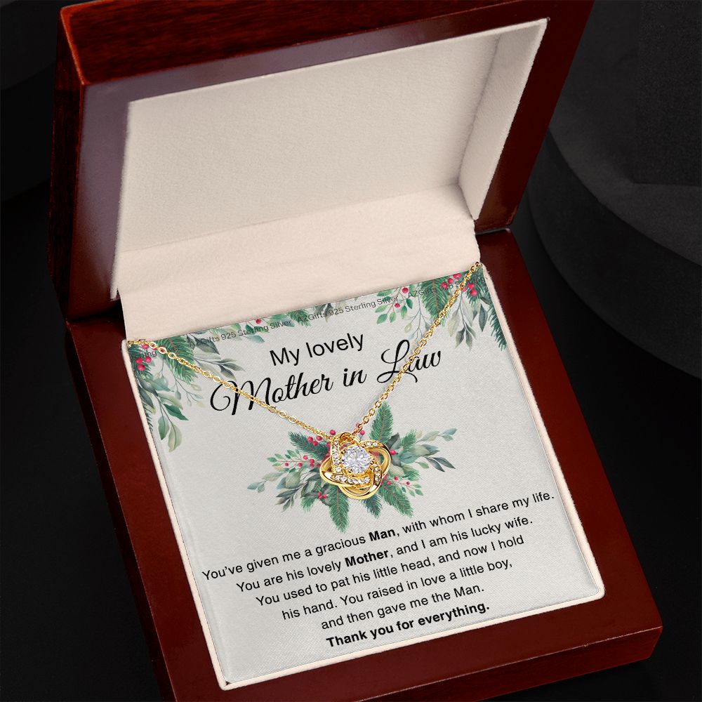Mother in Law necklace wedding gift from Bride, mother in law thank you gift from bride, Necklace for Women Love Knot Necklace Set Gift for Mother in law