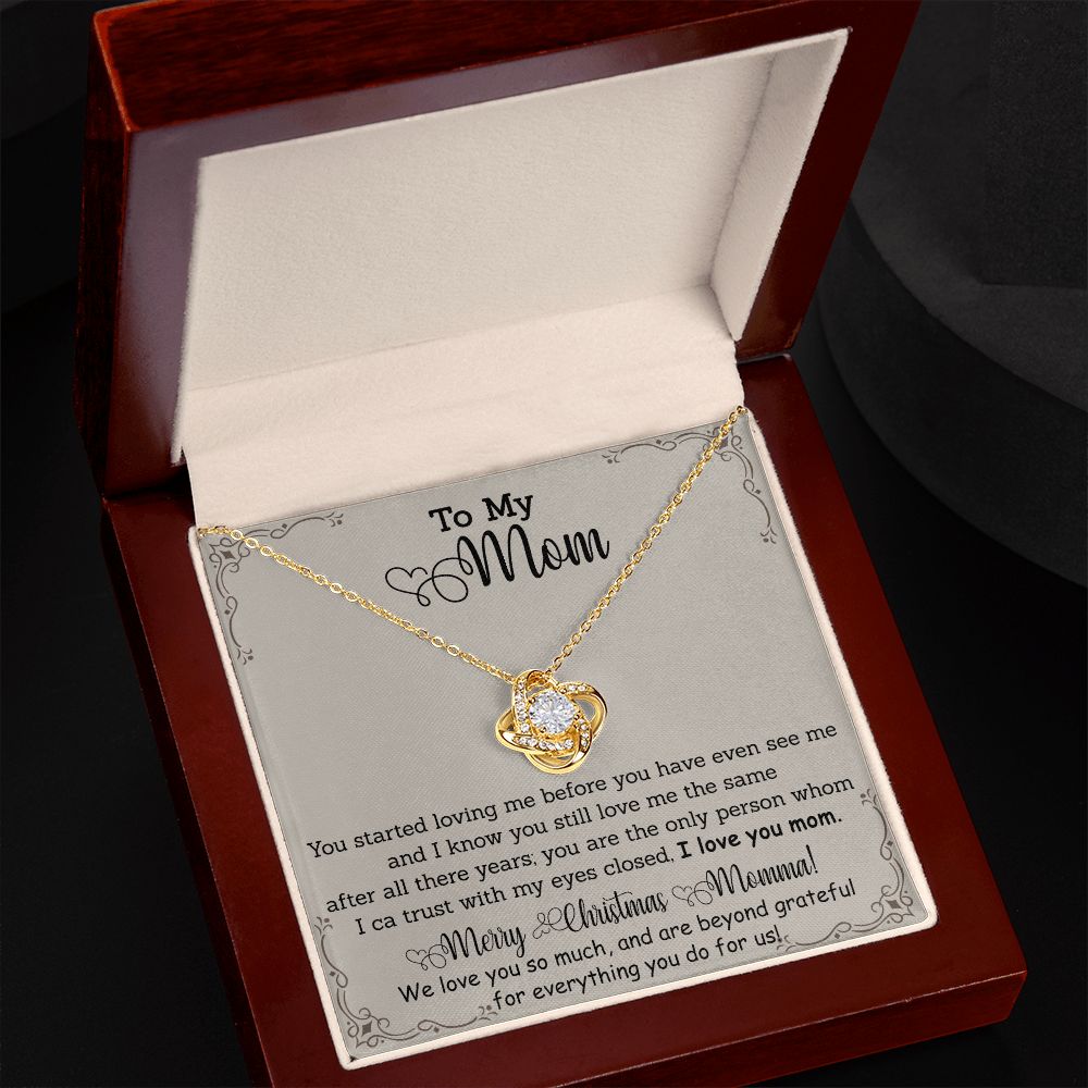 To My Mom Necklace from Daughter Love Knot Necklace Mother Daughter Necklace Gifts For Mom Birthday Christmas Mothers Day Present To My Mom Jewelry Pendant Message Card Gift Box