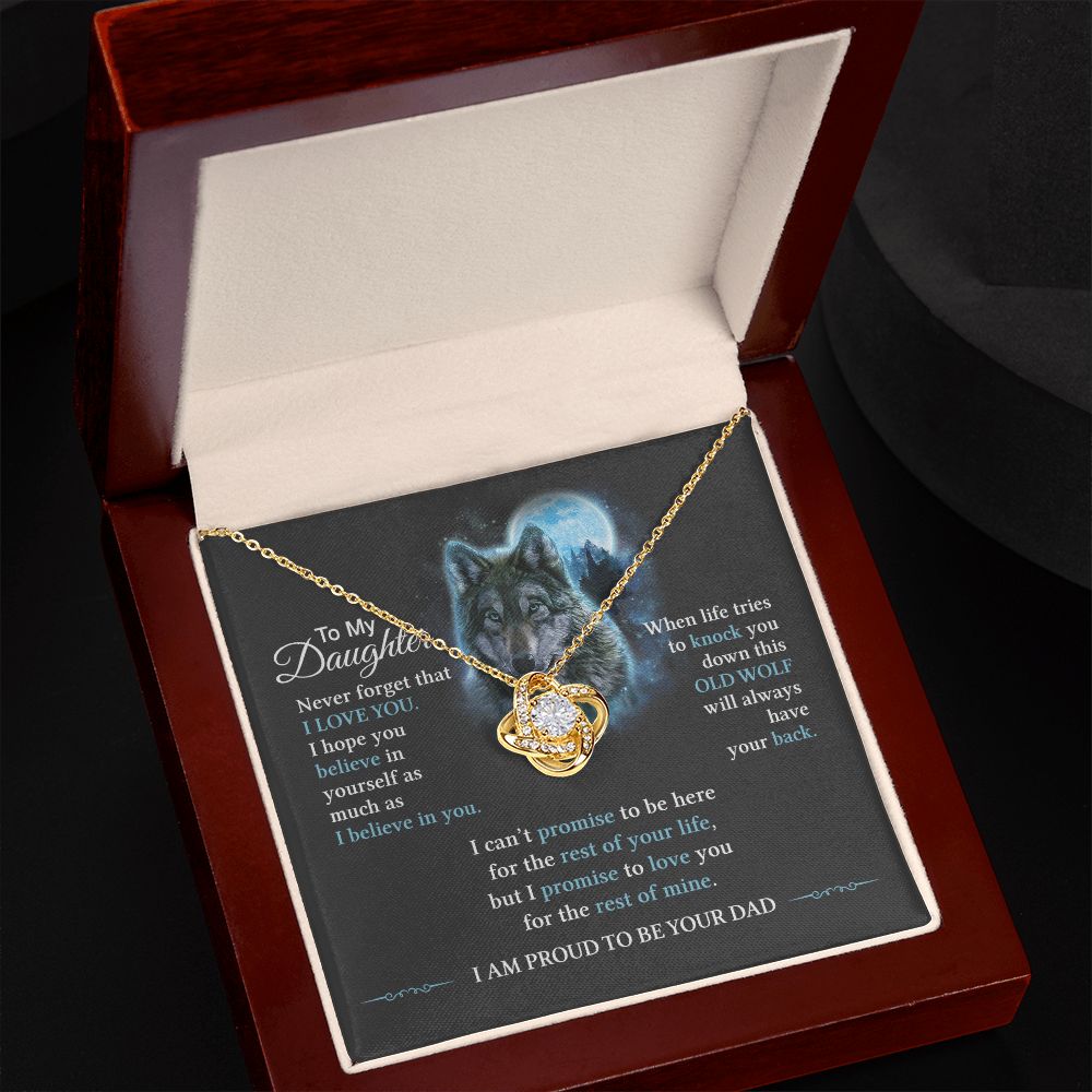 To My Daughter Necklace, Graduation Gift for Wolf Daughter, Love Knot Necklace