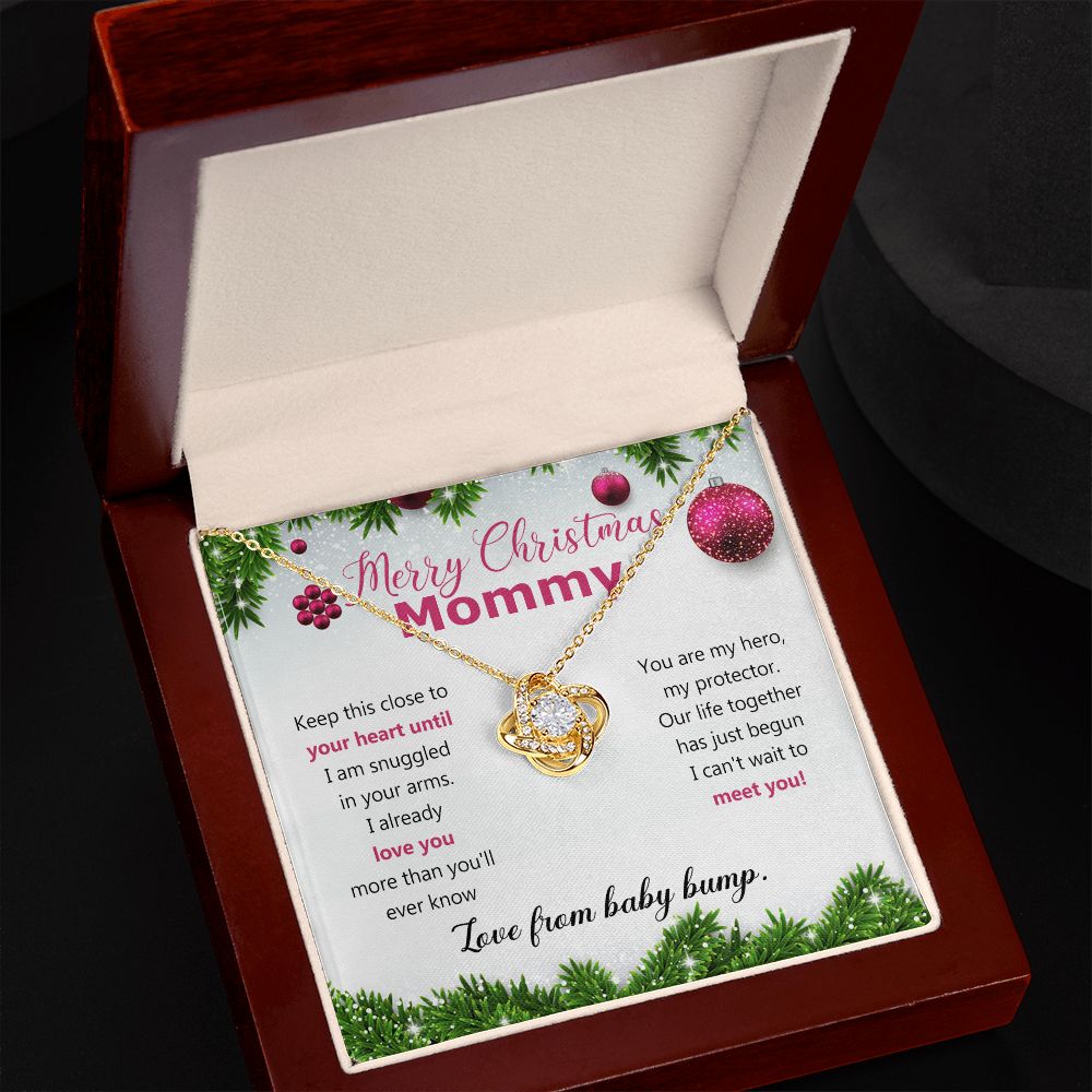 Mommy To Be Merry Christmas Present Necklace From Baby Bump First time mommy Love Knot Necklace Set Gift for Mommy