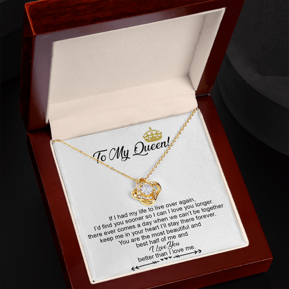To My Crowned Queen Love Knot Necklace Gift, Birthday Gift, Mother's Day Gift