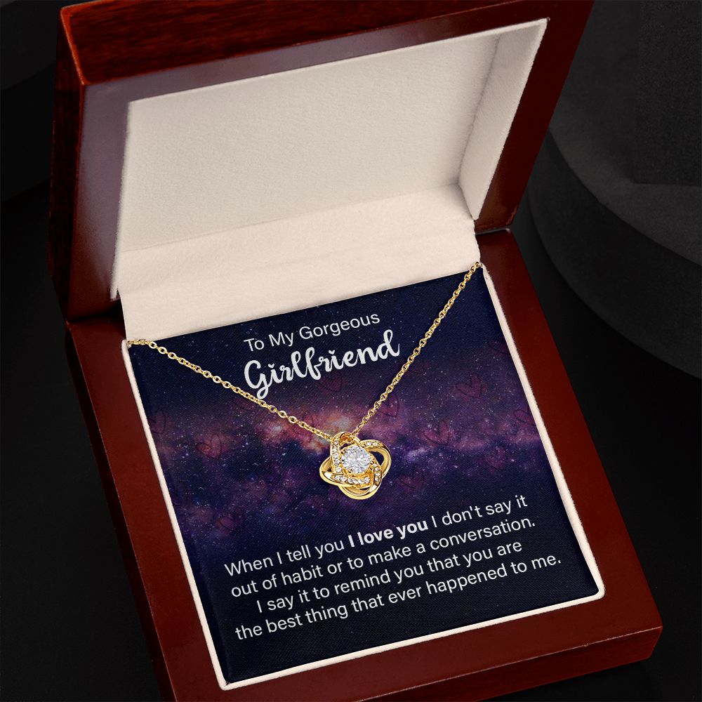 To My Girlfriend Necklace, Love Knot Necklace Valentines Day Gift For Girlfriend