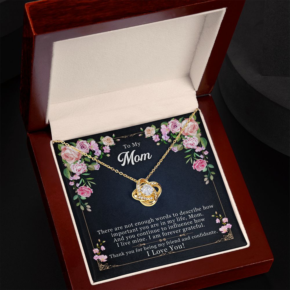 To My Mom Necklace Pendant Gift From Daughter Thank You For Being My Friend And Confidant With Message Card Gift For Mom Love Knot Necklace for Mom