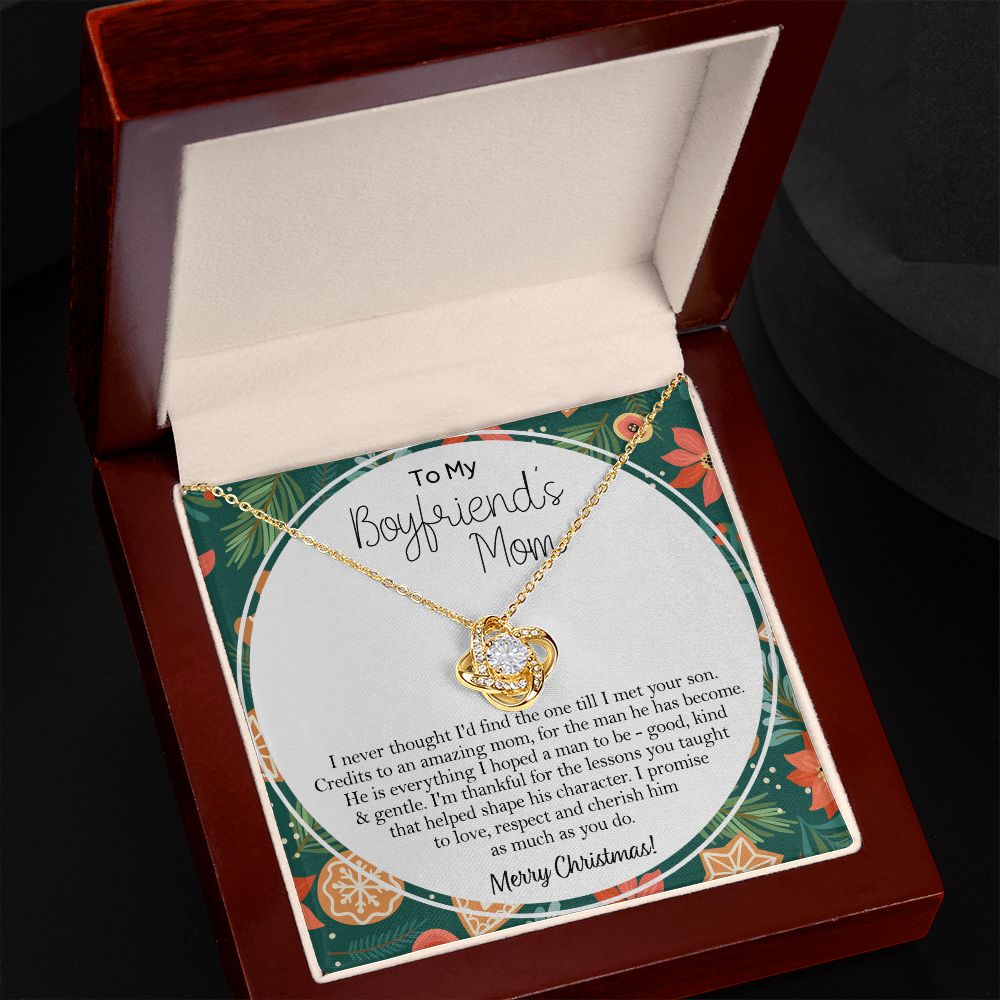 To My Boyfriend's Mom Gift Necklace for Women Christmas Gift for Daughter in law Love Knot Necklace Set Gift for Boyfriend Mom