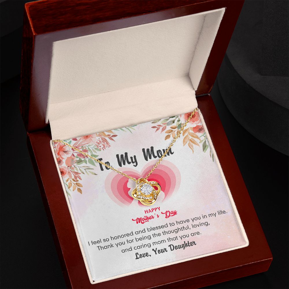 To My Mom Necklace Pendant Gift From Daughter Love Knot Necklace for Mom Happy Mother's Day Gift For Mom Birthday, Anniversary Thank You