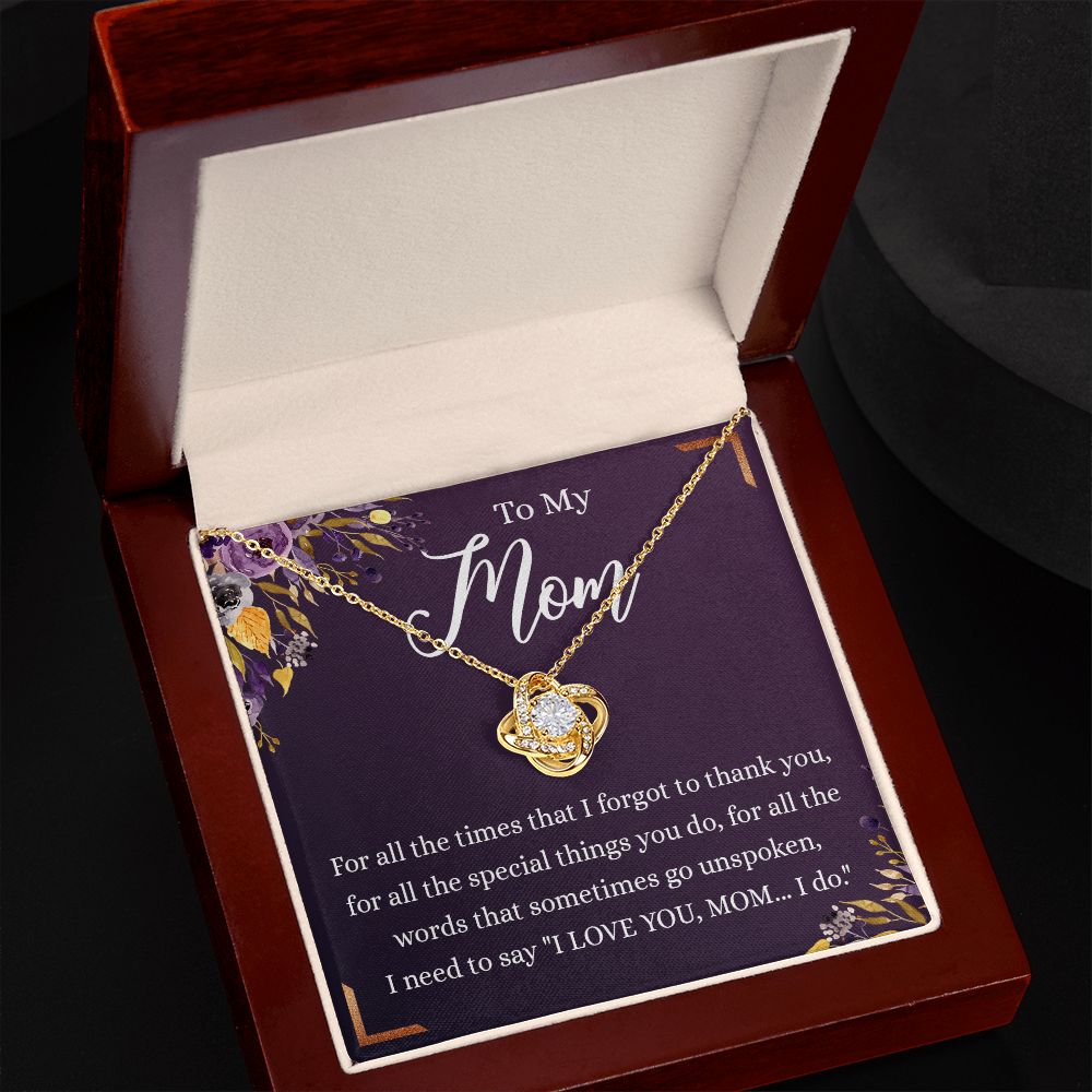 To My Mother Gift Necklace To Mom, Mother, Mommy, Momma from Child Special Mother Gift for Birthday Mothers Day Retriment Anniversary Hoiday Present for Mom Love Knot Necklace for Women from Daughter or Son