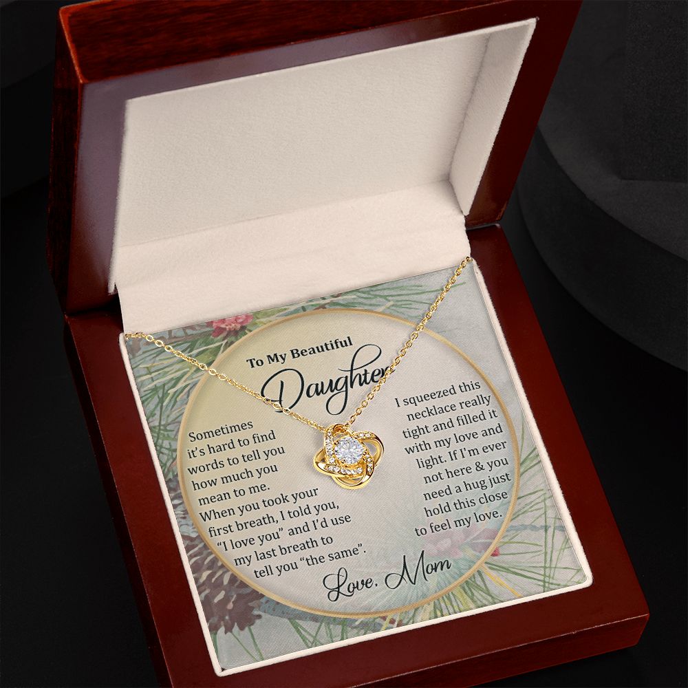 To My Daughter Necklace Love Knot Necklace Gift for Daughter from Mom Birthday Gift Daughter Necklace for Teen Girl Christmas Daughter Necklace Gift from Mom Mother Daughter Necklace Jewelry Gift for Daughter