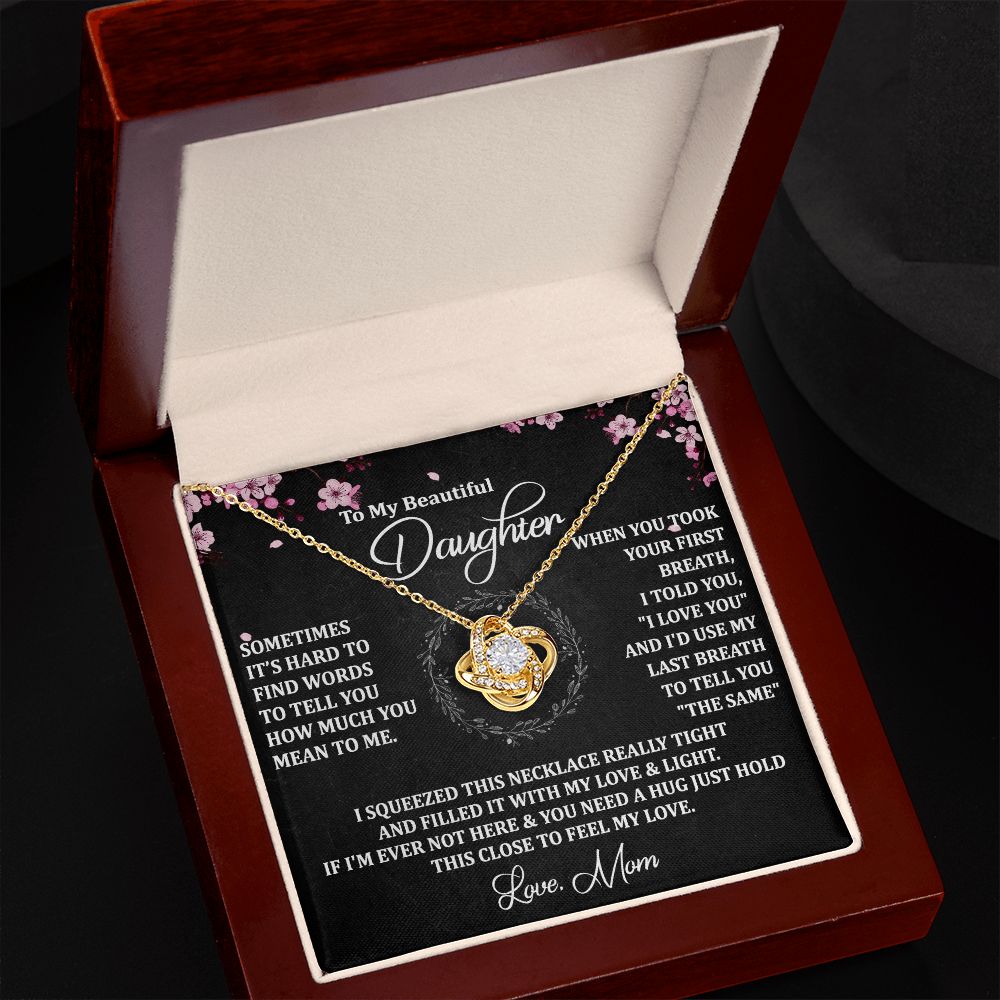 To My Daughter Necklace Love Knot Necklace Gift for Daughter from Mom Jewelry Gift for Daughter Birthday Gift Daughter Necklace for Teen Girl Mother Daughter Necklace Christmas Daughter Necklace Gift from Mom