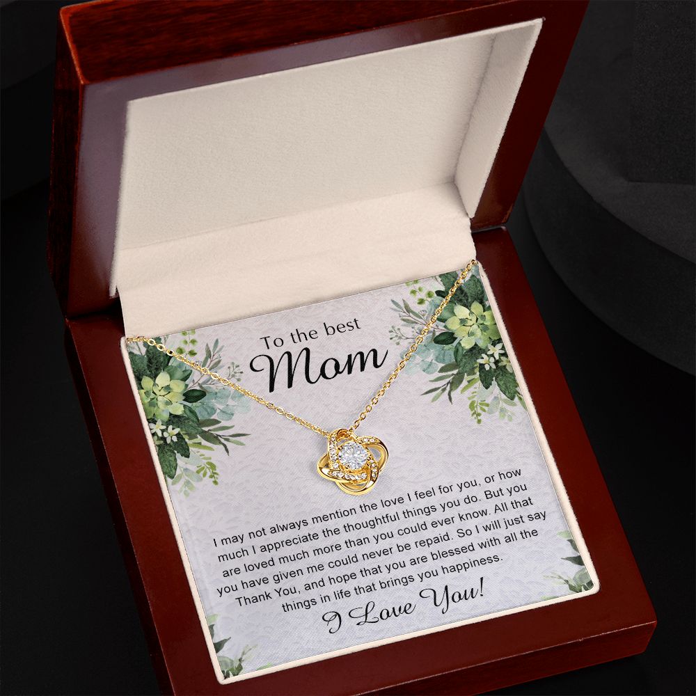 To My Best Mom Necklace, Necklace for Mother, Daughter Gift For Mom, Present For Mom, Mother Gifts from Son or Daughter, Jewelry Gift for Mothers Day, Birthday Gift for Mother, Love Knot Necklace for Mom