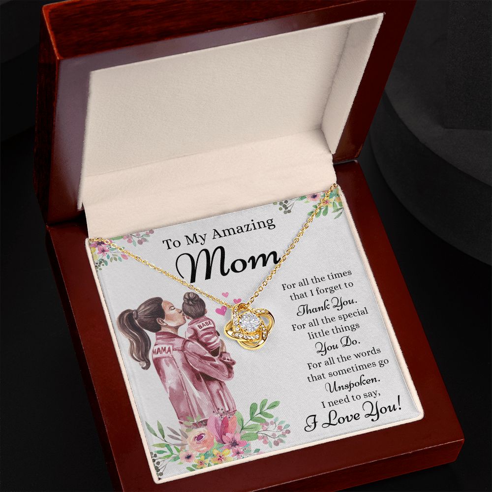 To My Amazing Mom Love Knot Necklace, Necklace for Mom, Thank You Mom Sentimental Gifts for Mom from Daughter, Daughter To Mother Necklace Mothers Day Gift from Daughter
