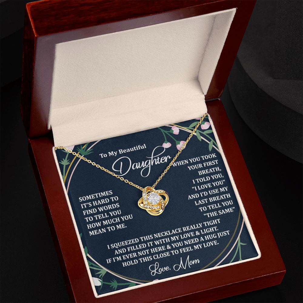 To My Daughter Necklace Love Knot Necklace Gift for Daughter from Mom Christmas Daughter Necklace Gift from Mom Birthday Gift Daughter Necklace for Teen Girl Mother Daughter Necklace Jewelry Gift for Daughter