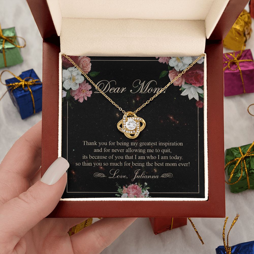To My Mom Necklace, Gift For Mom On Mother's Day Thank You Mom Gifts From Kids Mom Julianna Love Knot Necklace for Mom fromDaughter or Son