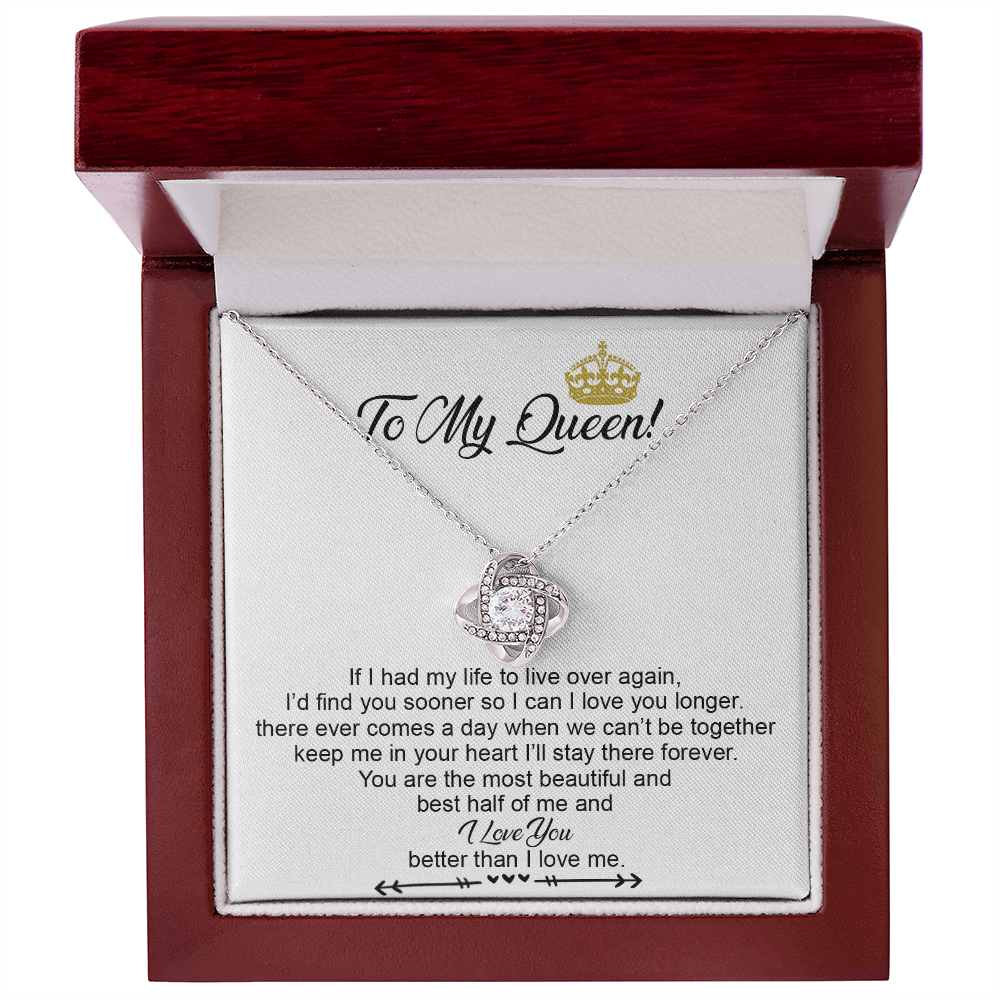 To My Crowned Queen Love Knot Necklace Gift, Birthday Gift, Mother's Day Gift