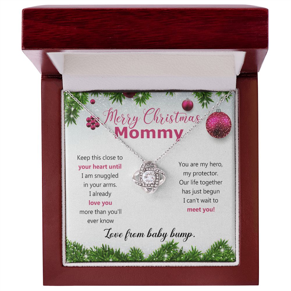 Mommy To Be Merry Christmas Present Necklace From Baby Bump First time mommy Love Knot Necklace Set Gift for Mommy