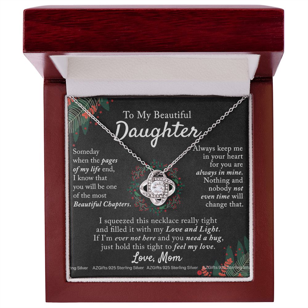 To My Daughter Necklace for Christmas Birthday Gift for Daughter from Mom Daughter Gift from Mom Mother to Daughter Necklace Pendant Birthday Jewelry Gift for Christmas Xmas Love Knot Necklace for Daughter