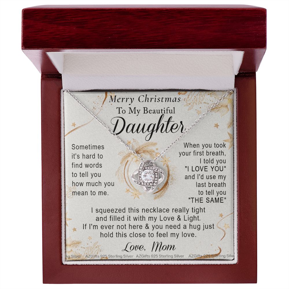 To My Daughter Necklace from Mom Merry Christmas for Daughter from Mother Daughter Christmas Necklace from Mom Daughter Necklace for Xmas Holiday Gifts