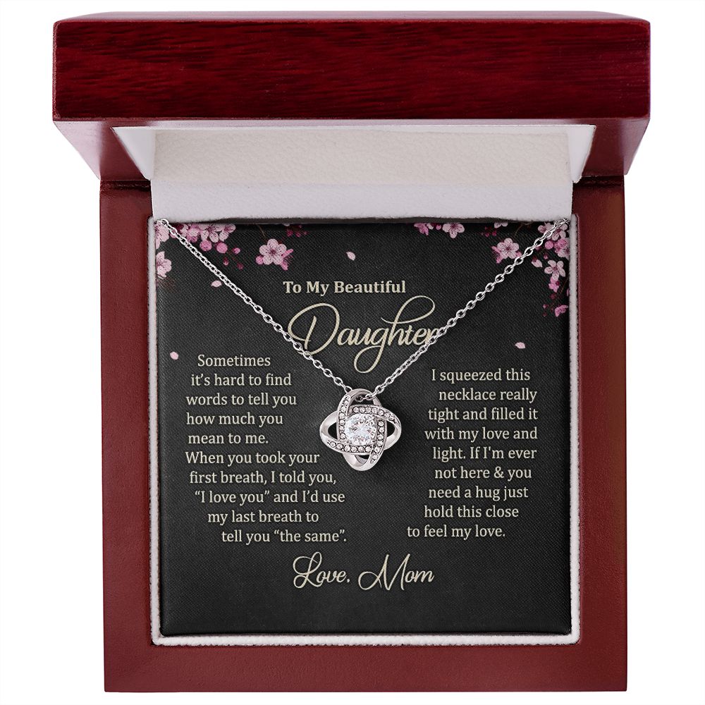 To My Daughter Necklace Love Knot Necklace Gift for Daughter from Mom Mother Daughter Necklace Christmas Daughter Necklace Gift from Mom Jewelry Gift for Daughter Birthday Gift Daughter Necklace for Teen Girl