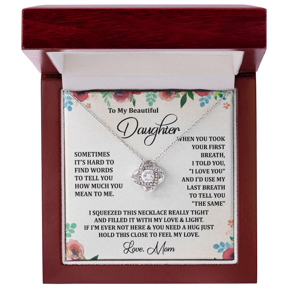 To My Daughter Necklace Love Knot Necklace Gift for Daughter from Mom Christmas Daughter Necklace Gift from Mom Birthday Gift Daughter Necklace for Teen Girl Jewelry Gift for Daughter Mother Daughter Necklace