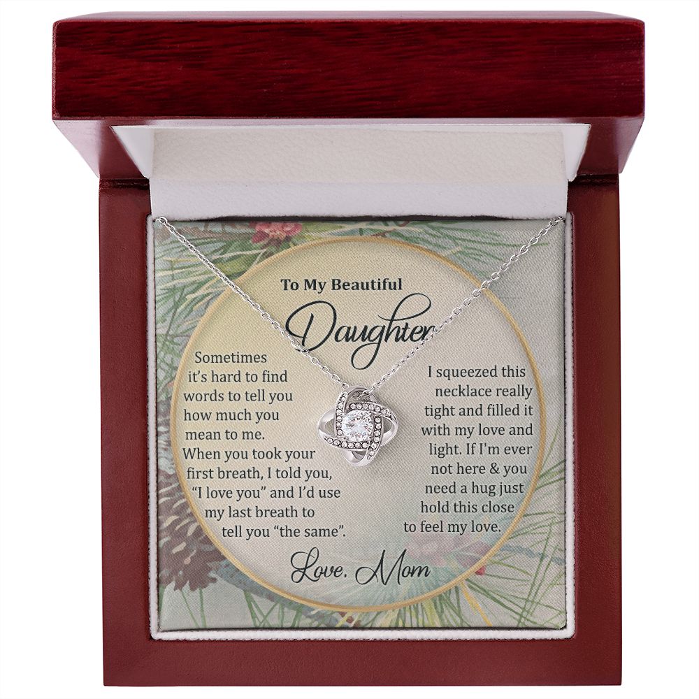 To My Daughter Necklace Love Knot Necklace Gift for Daughter from Mom Birthday Gift Daughter Necklace for Teen Girl Christmas Daughter Necklace Gift from Mom Mother Daughter Necklace Jewelry Gift for Daughter
