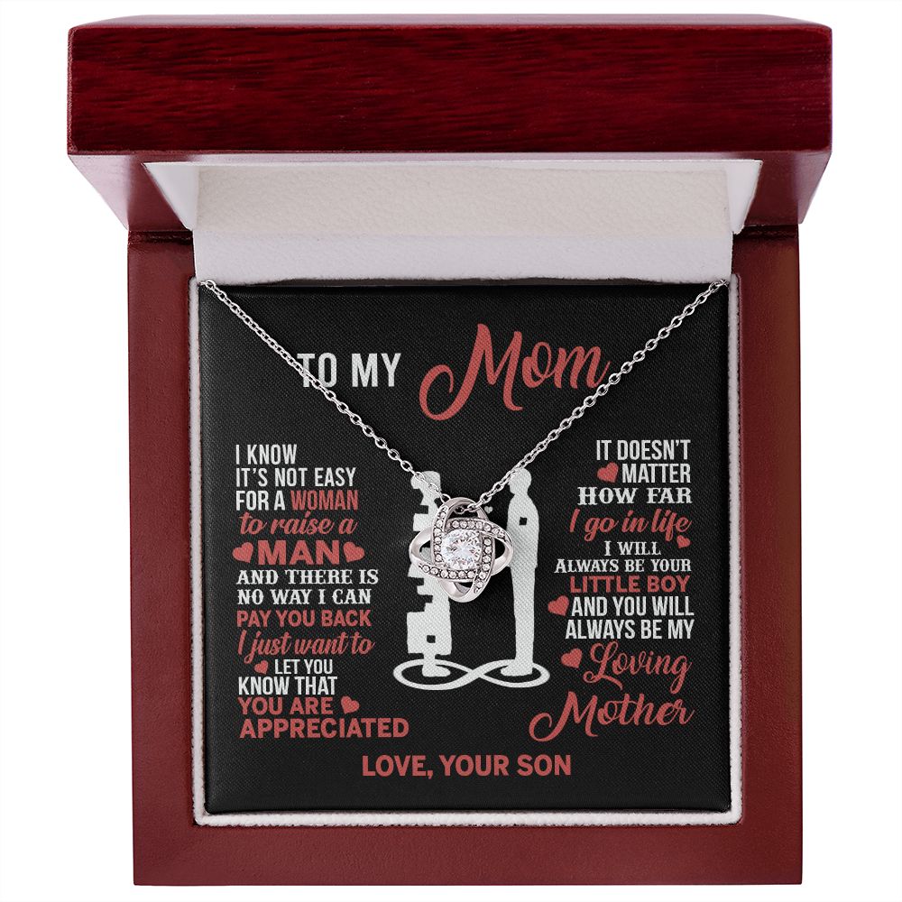 Mom Necklace Mothers Day Gift From Son To My Mom Necklace from Son Love Knot Necklace Gift Mom