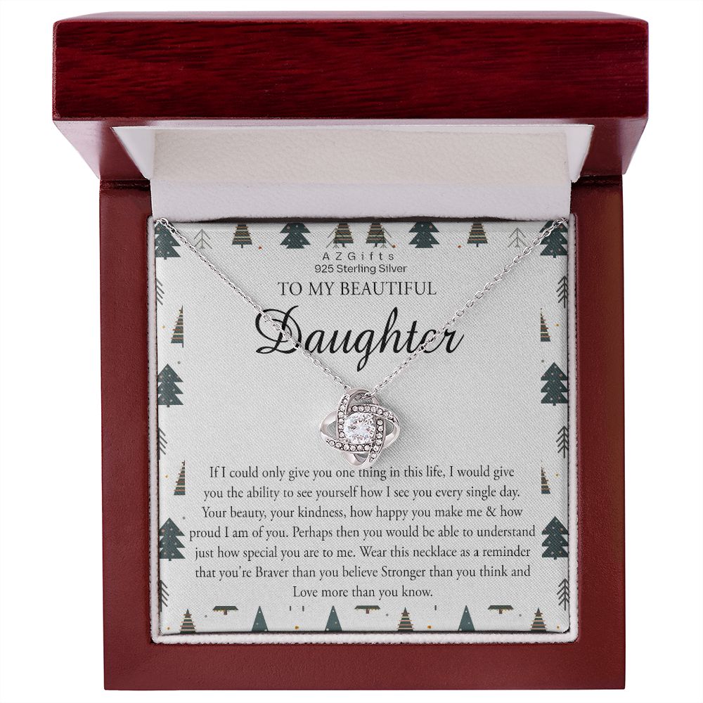 To My Beautiful Daughter Christmas Necklace Gift from Mom Daughter Birthday Gift from Mother to Daughter Gift Personalized Daughter Gift from Mom Daughter Jewelry for Girls Love Knot Necklace set gift for daughter