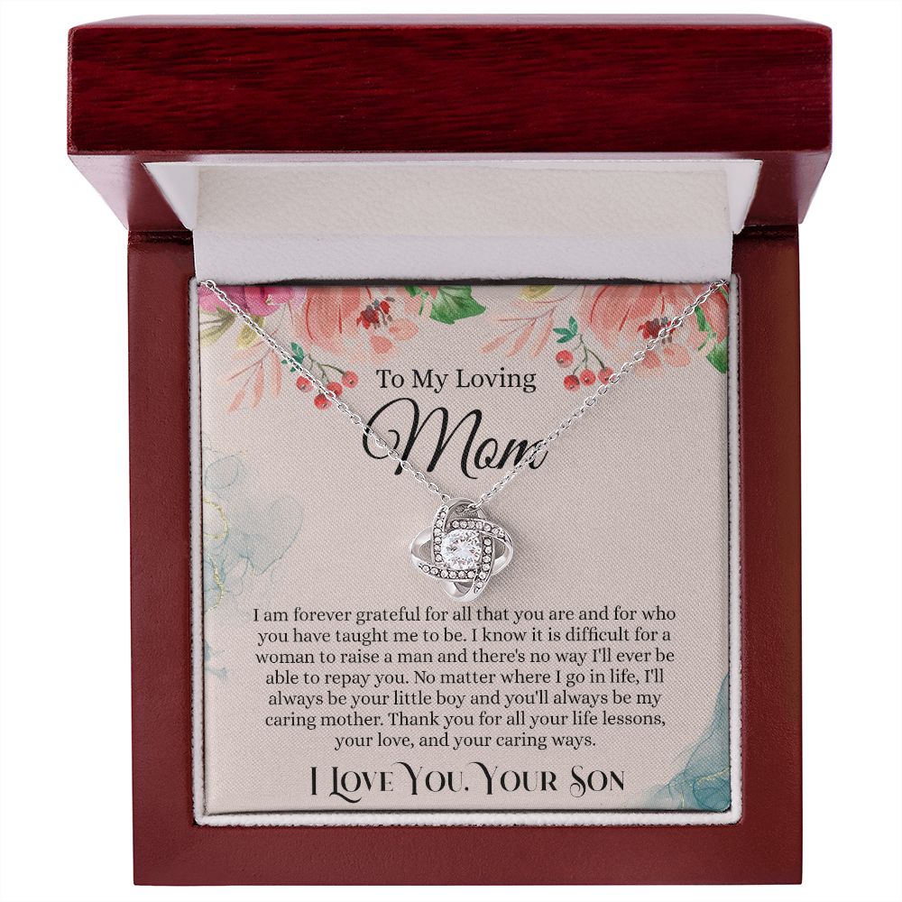 To My Loving Mom Necklace, Mom Gift From Son, Mom Necklace, Gift For Mom From Son, Mom Mother's Day Gift From Son, Mom Birthday Gift From Son, To My Mom Gift, Love Knot Necklace for Women