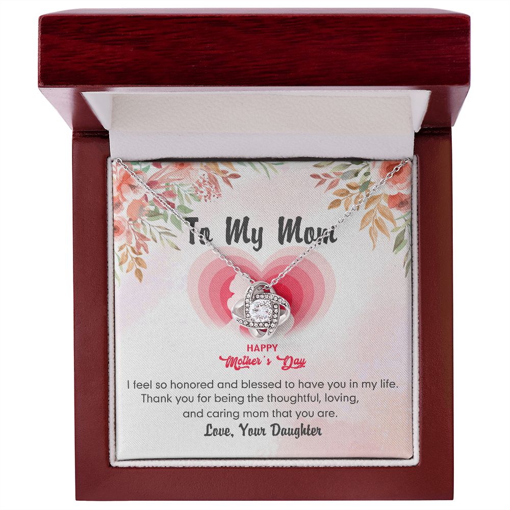 To My Mom Necklace Pendant Gift From Daughter Love Knot Necklace for Mom Happy Mother's Day Gift For Mom Birthday, Anniversary Thank You