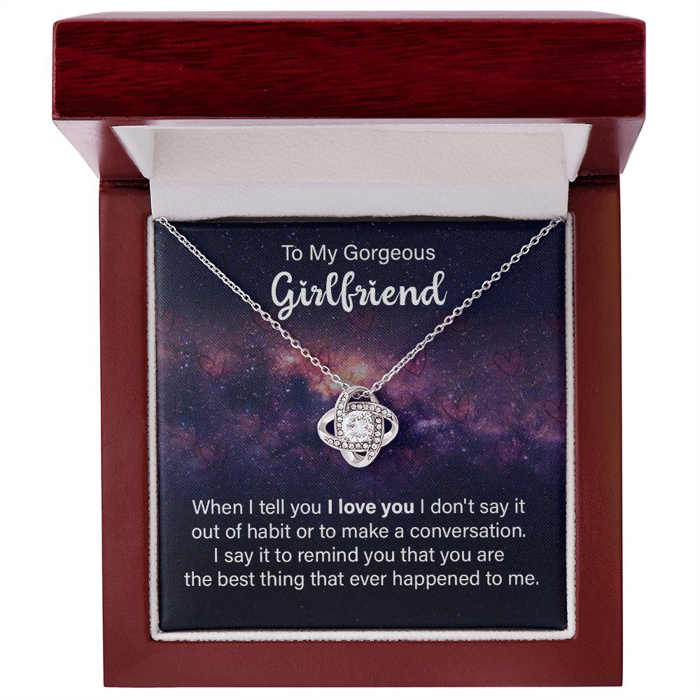 To My Girlfriend Necklace, Love Knot Necklace Valentines Day Gift For Girlfriend