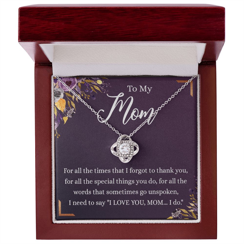 To My Mother Gift Necklace To Mom, Mother, Mommy, Momma from Child Special Mother Gift for Birthday Mothers Day Retriment Anniversary Hoiday Present for Mom Love Knot Necklace for Women from Daughter or Son