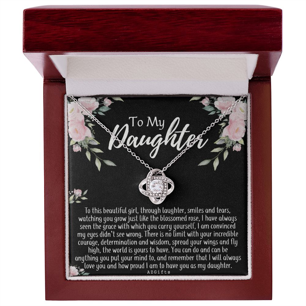 To My Daughter Necklace Love Knot Necklace Gift for Daughter from Mom Mother Daughter Necklace Jewelry Gift for Daughter Christmas Daughter Necklace Gift from Mom Birthday Gift Daughter Necklace for Teen Girl