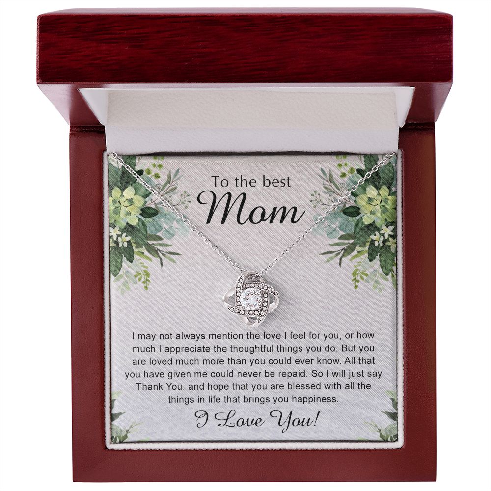 To My Best Mom Necklace, Necklace for Mother, Daughter Gift For Mom, Present For Mom, Mother Gifts from Son or Daughter, Jewelry Gift for Mothers Day, Birthday Gift for Mother, Love Knot Necklace for Mom