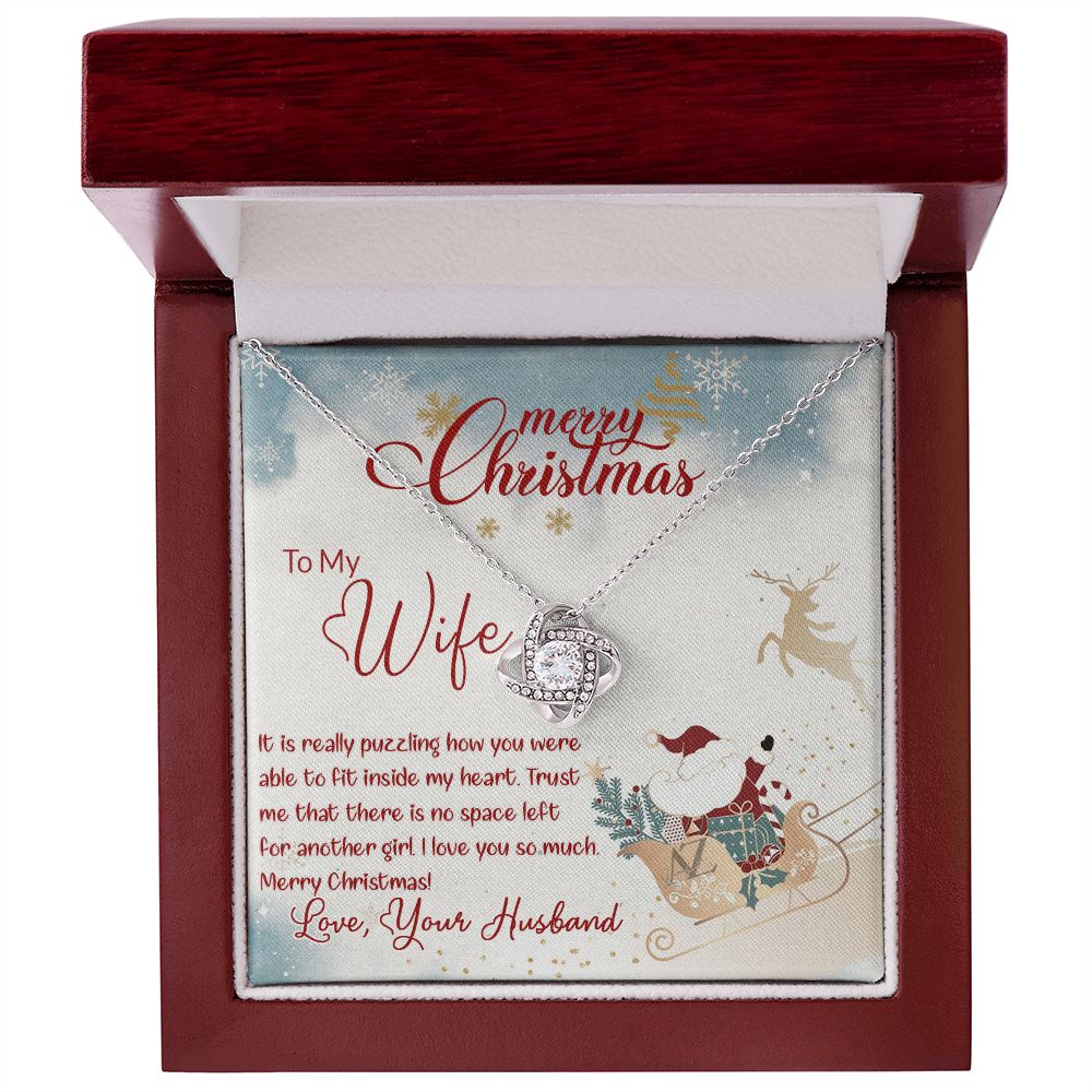 Merry Christmas for Wife, Gift for Wife on Christmas, Husband Wife Christmas Gift, Necklace for Wife, Wife Christmas Jewelry Love Knot Necklace set Gift for Wife