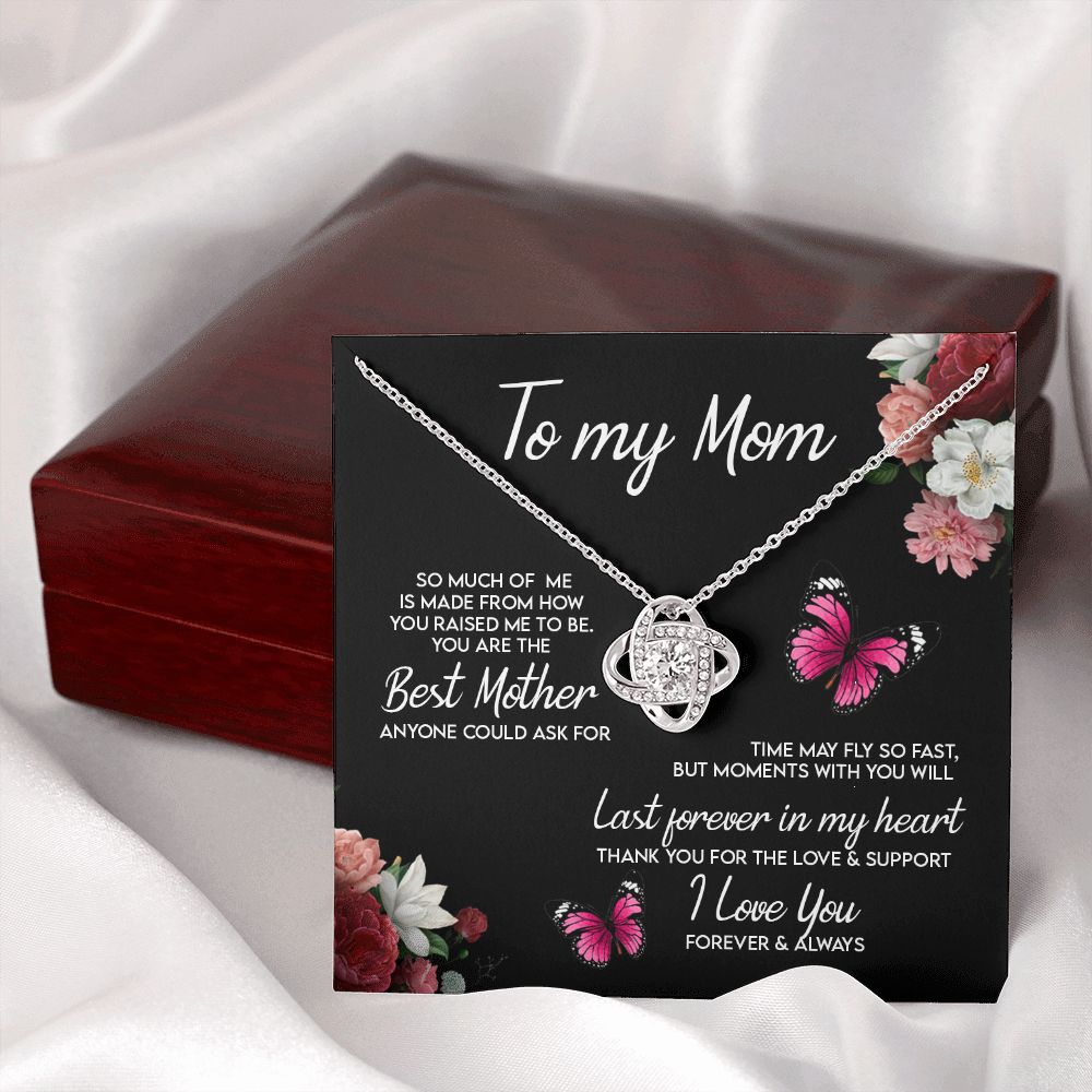 Mom Gift Necklace, To My Mom Necklace From Daughter, Love Knot Necklace Gift For Mom, Happy Mother's Day Necklace Gift Forever And Always Pendant Gift For Mom, Jewelry Gift For Women, Mom Butterfly Love Knot Necklace 6323