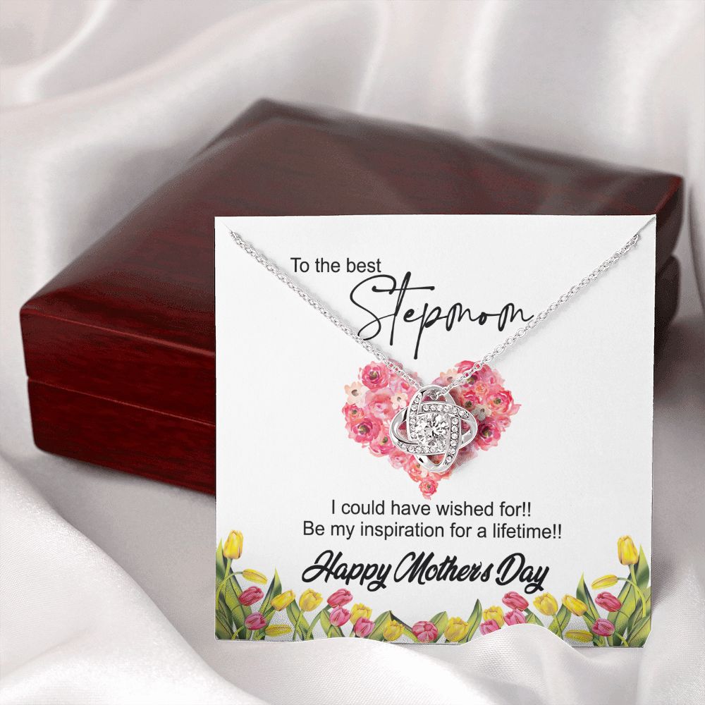 To The Best Stepmon Necklace, Happy Mother's Day Necklace Gift From Daughter, Son To My Step Mom Necklace From Daughter, Stepmom Gift Necklace, Boyfriend's Mom Gift Necklace, Love Knot Gift For Mom Love Knot Necklace 6323